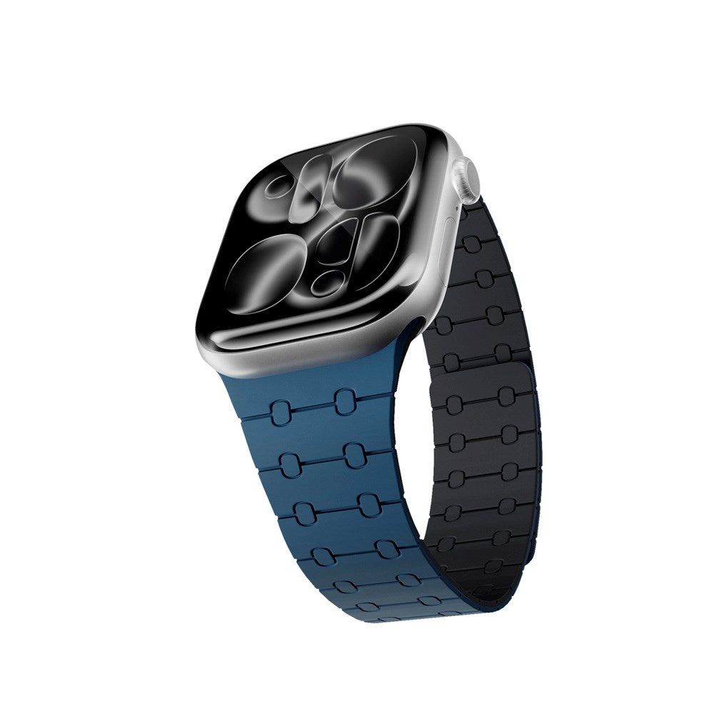 Apple Watch (42/44/SE/45/46/49) Epico Magnetic+ Silikone Urrem - Blå / Sort