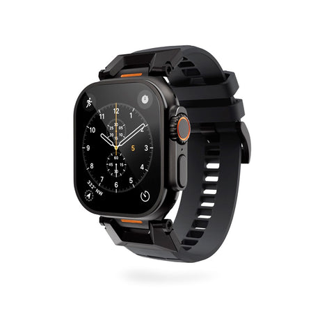 Apple Watch (42/44/SE/45/46/49) Epico Rubber Pro Urrem m. Metalspænde - Sort