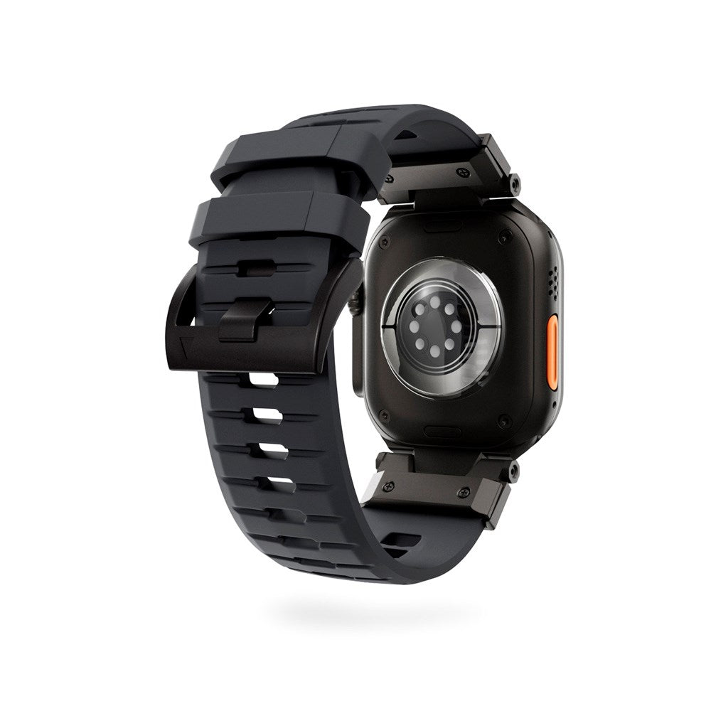 Apple Watch (42/44/SE/45/46/49) Epico Rubber Pro Urrem m. Metalspænde - Sort