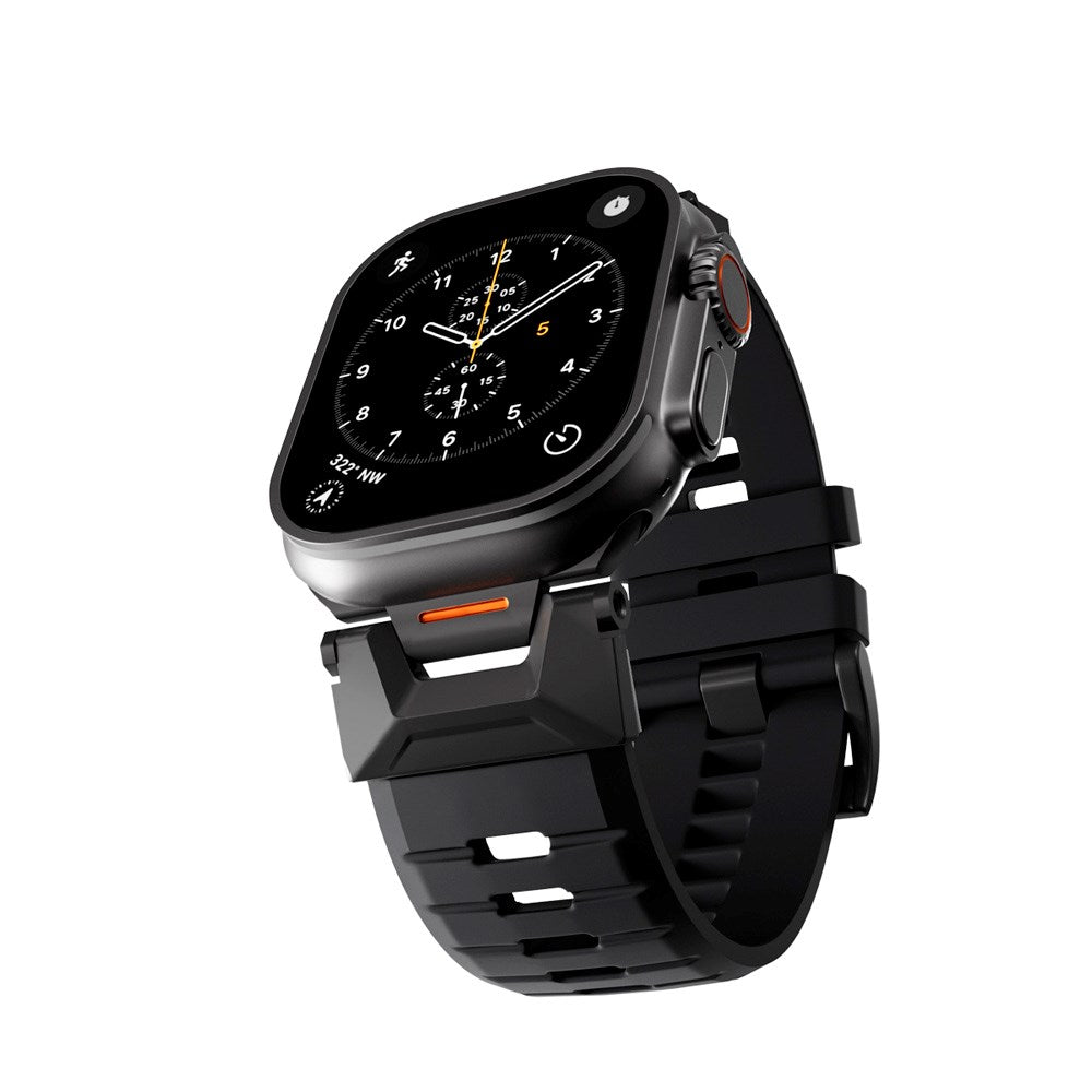 Apple Watch (42/44/SE/45/46/49) Epico Rubber Pro Urrem m. Metalspænde - Sort