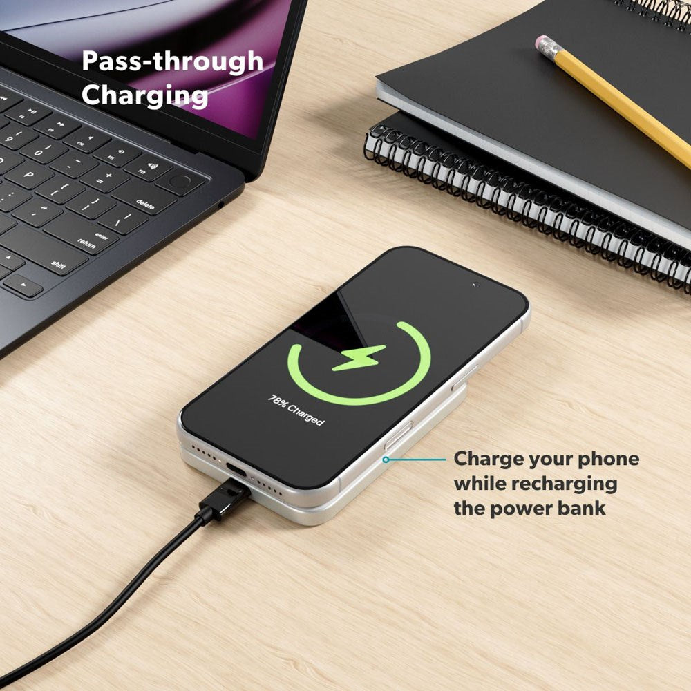 Epico 15W UltraPack EM51 5000 mAh Slim Alu Mag+ Power Bank - m. USB-C - Qi2 / MagSafe Kompatibel - Silver