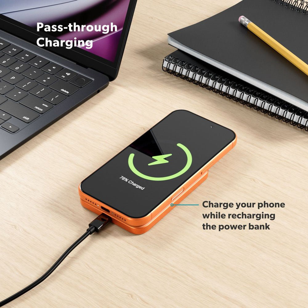 Epico 15W UltraPack EM51 5000 mAh Slim Alu Mag+ Power Bank - m. USB-C - Qi2 / MagSafe Kompatibel - Orange
