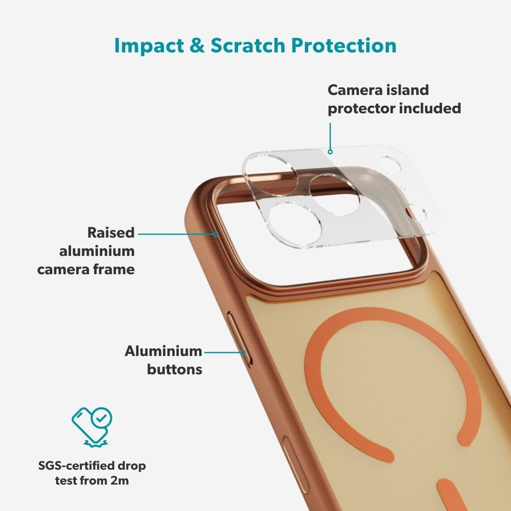 Epico iPhone 17 Pro HeroMatte Pro Mag+ Cover inkl. Kamerabeskyttelse - MagSafe Kompatibel - Orange