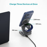 Epico UltraBase EF60 3-i-1 Fold Trådløs Oplader - 25W - Qi2 / MagSafe Kompatibel - Grå