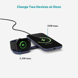 Epico UltraBase Trådløs Oplader - Foldbar - 25W - Smartphone / Apple Watch - MagSafe / Qi2 Kompatibel - Mørkeblå