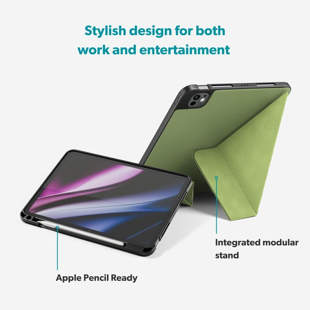 iPad Air 11-10.9" (2026-2020) / Pro 11" (2022-2018) Epico SolidWoven Flip Cover m. Ståfunktion - Grøn