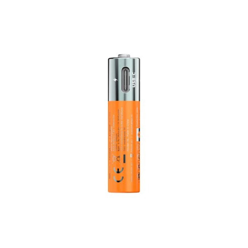 Xtorm NextGen Genopladelige AAA-Batterier - 4 stk / USB-C Kabel - Orange
