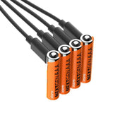 Xtorm NextGen Genopladelige AAA-Batterier - 4 stk / USB-C Kabel - Orange