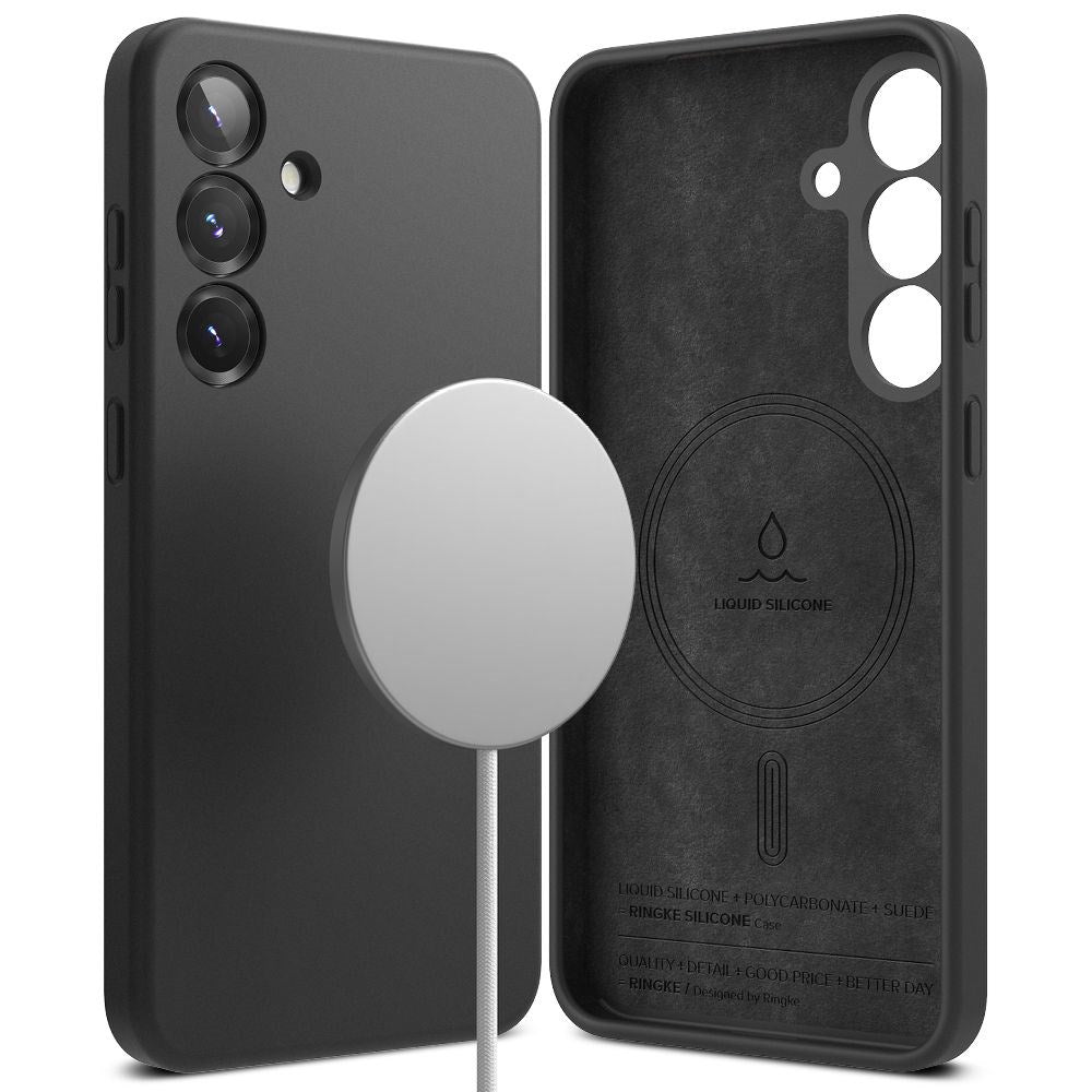 Ringke Samsung Galaxy S25 Magnetisk Silikonecover med MagSafe - Sort