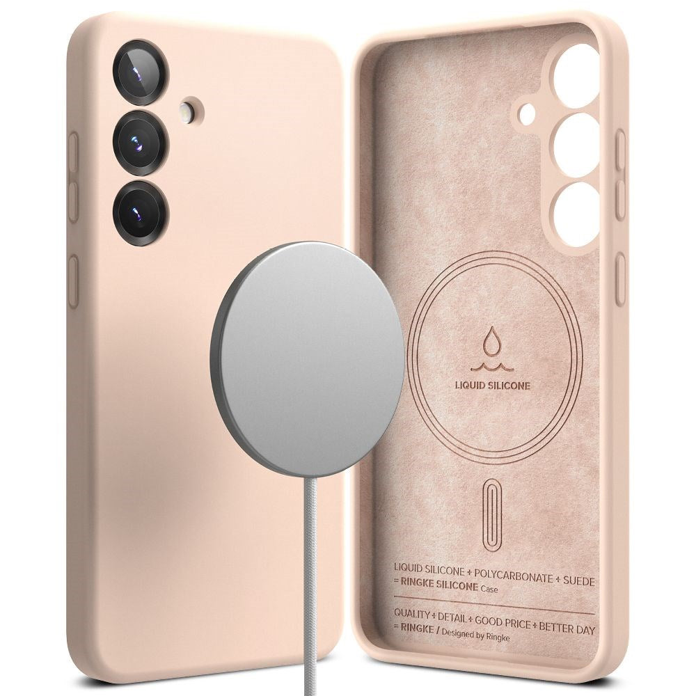 Ringke Samsung Galaxy S25 Magnetisk silikonetui med MagSafe - Rosa 