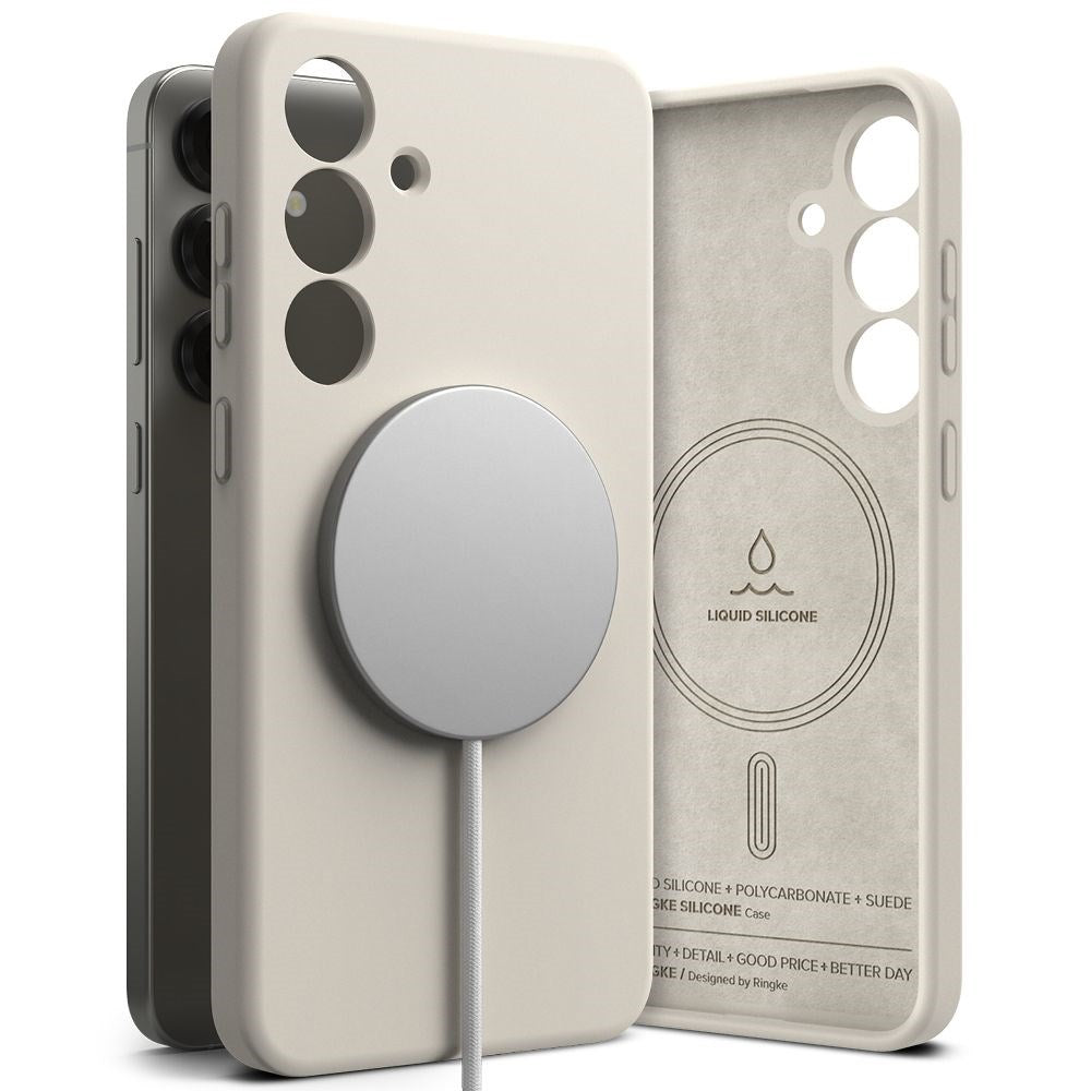Ringke Samsung Galaxy S25+ (Plus) Magnetisk silikonetui med MagSafe - Greige 