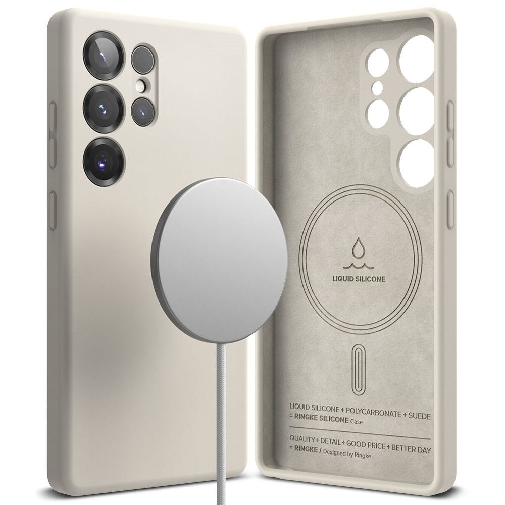 Ringke Samsung Galaxy S25 Ultra Magnetic Silikonetui med MagSafe - Greige 