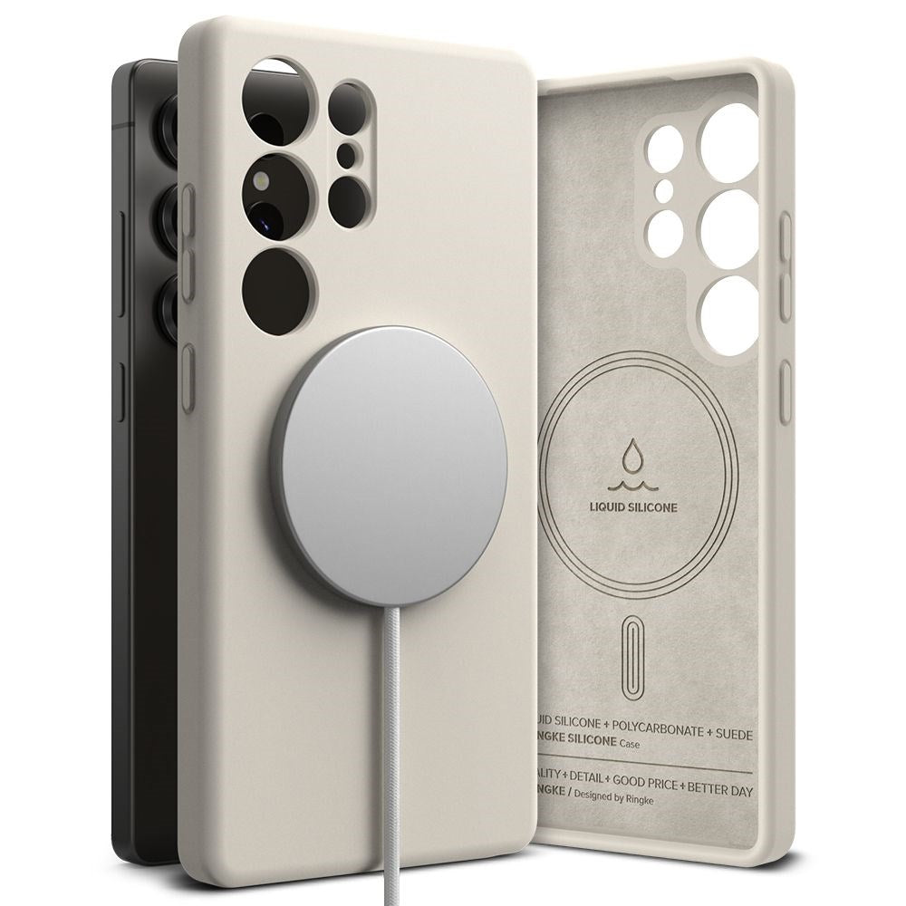 Ringke Samsung Galaxy S25 Ultra Magnetic Silikonetui med MagSafe - Greige 