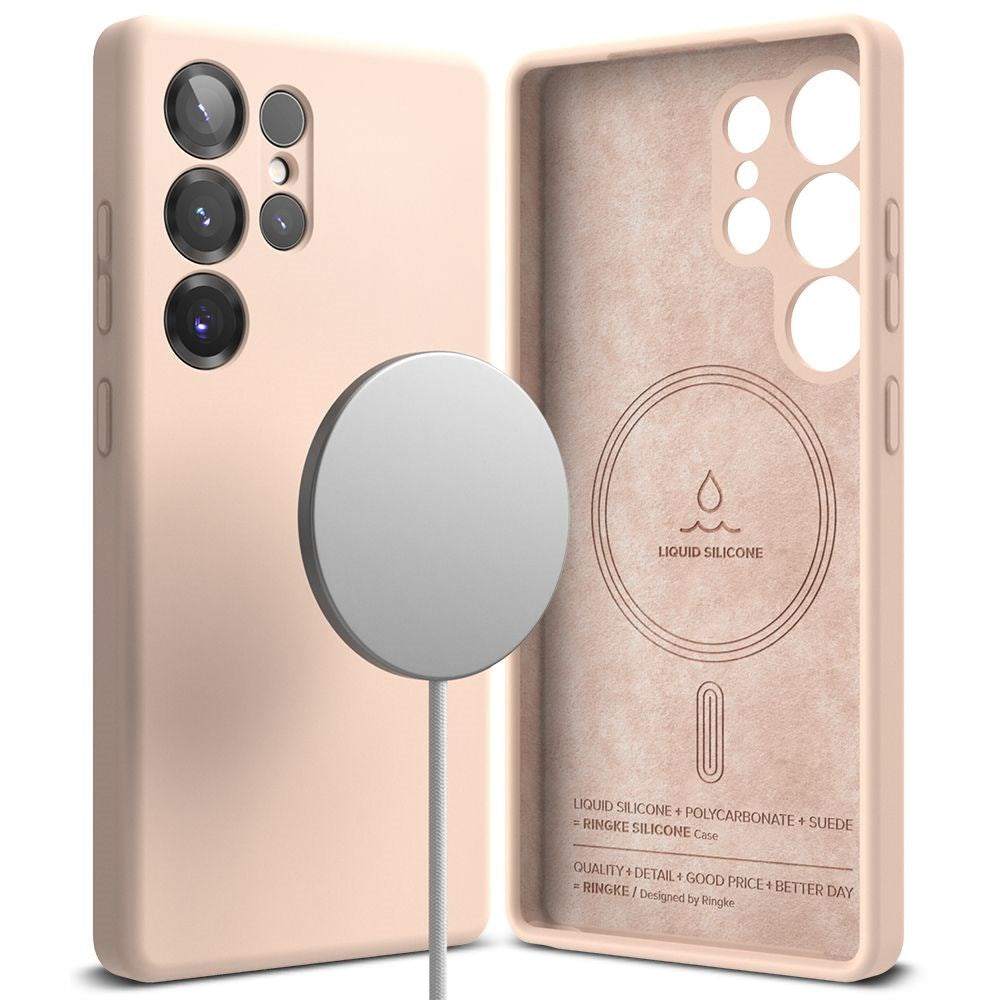 Ringke Samsung Galaxy S25 Ultra Magnetic Silikonetui med MagSafe - Rosa 