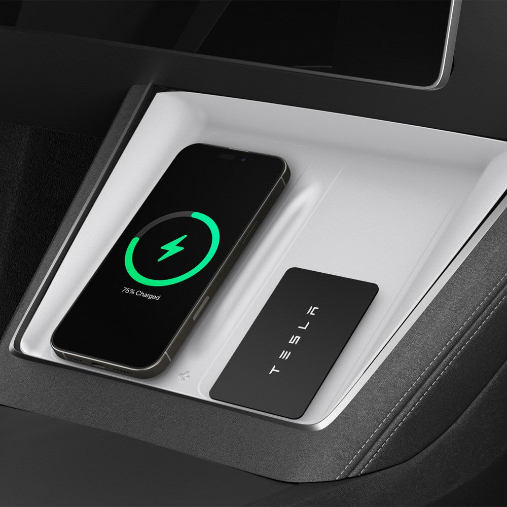 Spigen Trådløs Opladning Cover til Tesla Model Y Juniper - Hvid