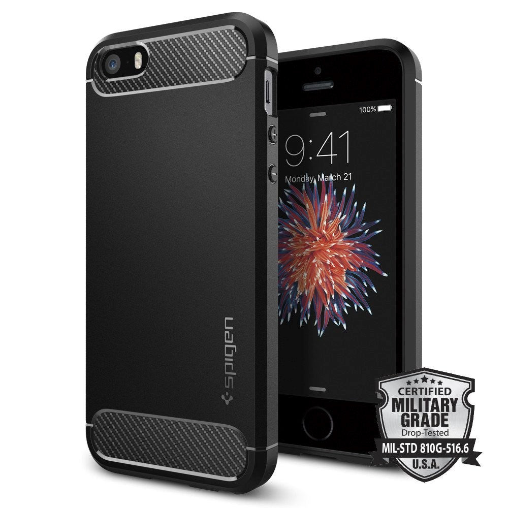 SPIGEN iPhone 5/5S/SE Rugged Armor Deksel - Svart
