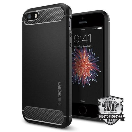 SPIGEN iPhone 5/5S/SE Rugged Armor Deksel - Svart