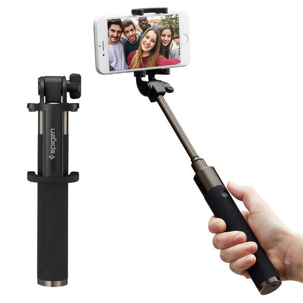 Spigen S530W Selfie Stick Bluetooth - Selfie Stang w. Knapputløser - Svart