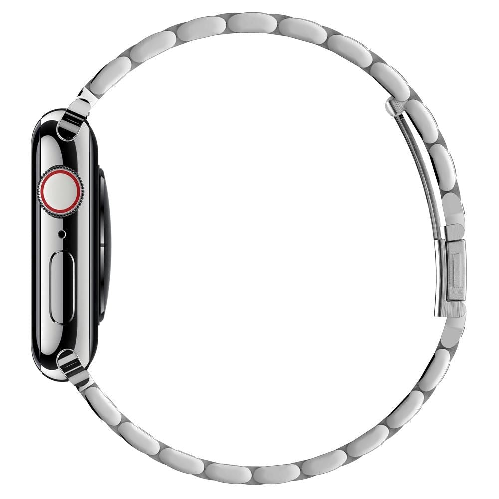 Apple Watch (42/44/SE/45/46/49 mm) Spigen Modern Fit Band - Stropp i rustfritt stål inkl. Pinner - Sølv
