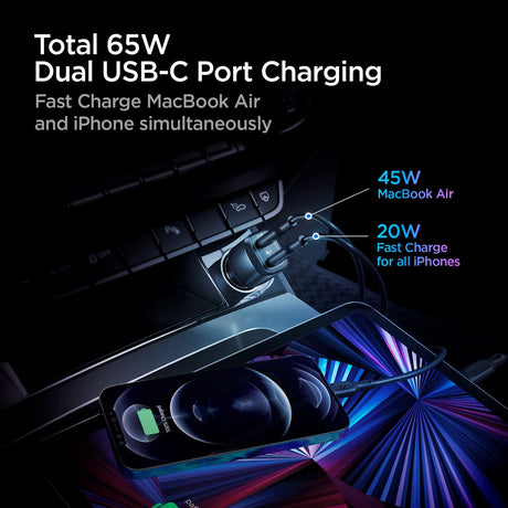 Spigen PowerArc ArcStation Billader PD 65W med 2 x USB-C - Sort