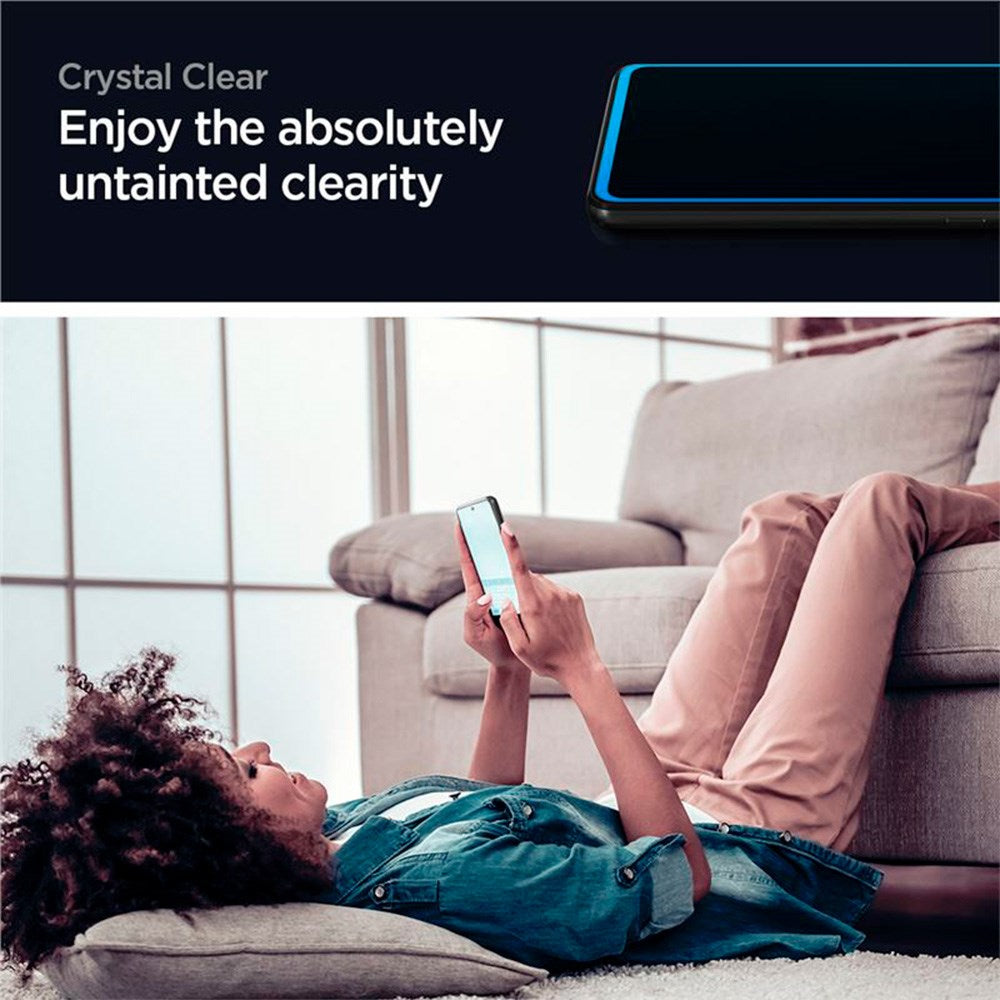 Samsung Galaxy A52 (4G / 5G) / A52s (5G) Spigen Alignmaster FC Skjermbeskytter - Veskevennlig - Black Edge