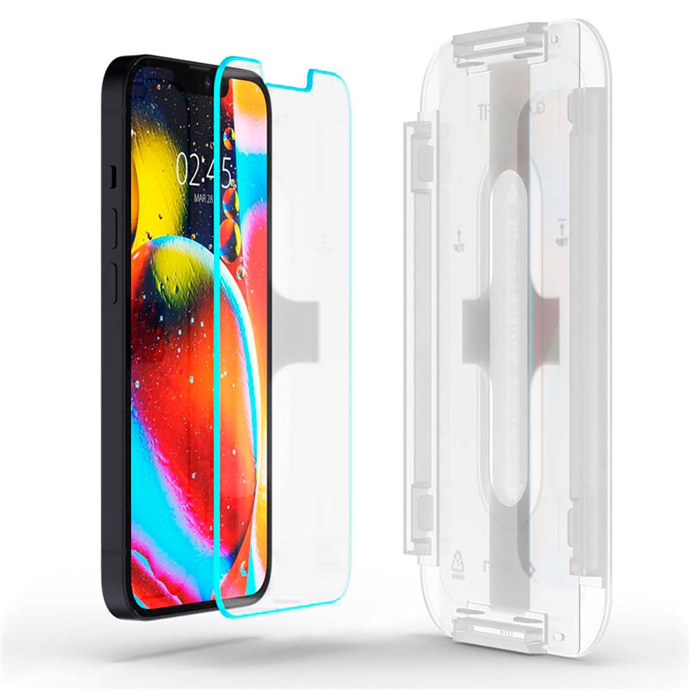 iPhone 13 Mini Spigen EZ Fit Glas.tR Skjermbeskytter 2. Del - Veskevennlig - Gjennomsiktig