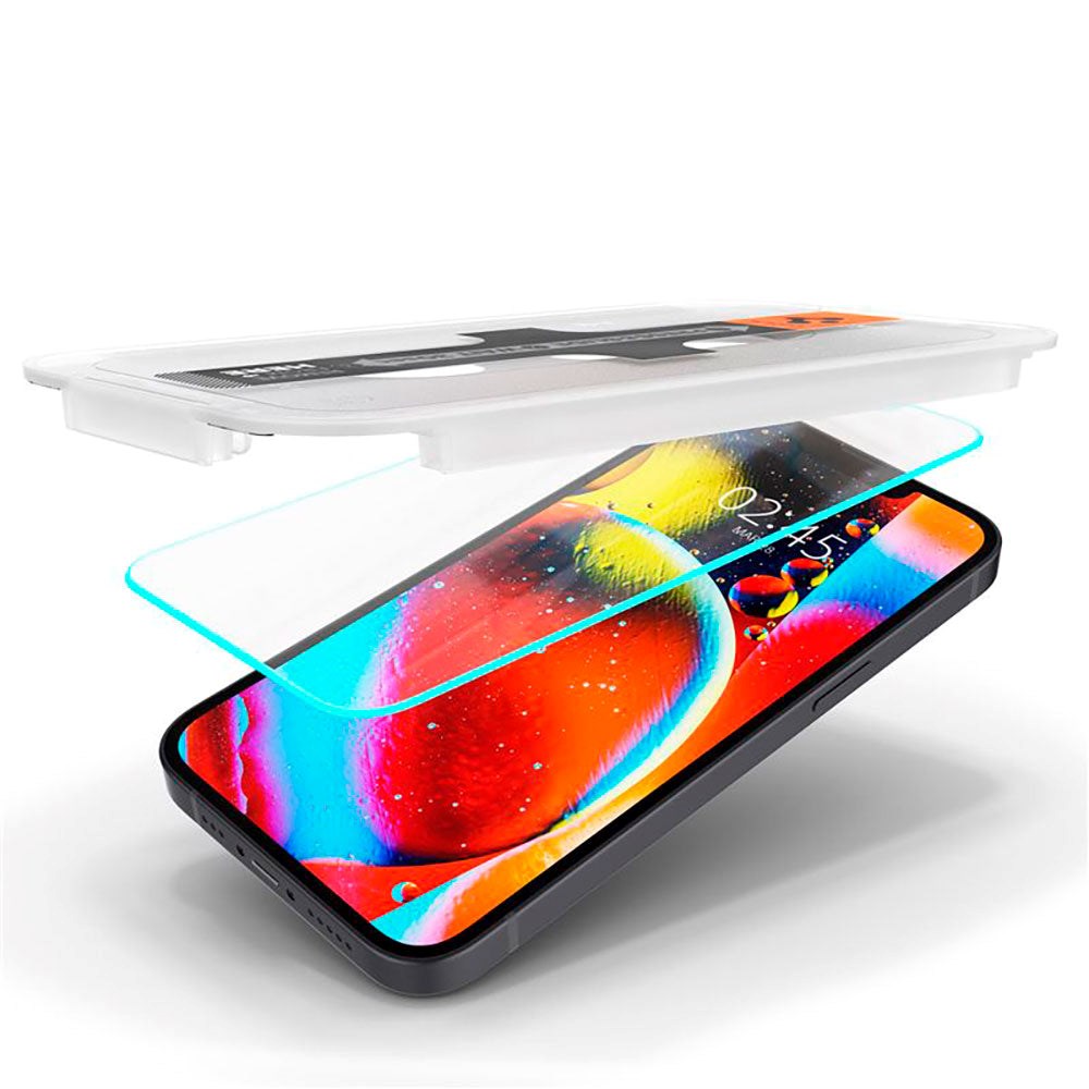 iPhone 13 Mini Spigen EZ Fit Glas.tR Skjermbeskytter 2. Del - Veskevennlig - Gjennomsiktig