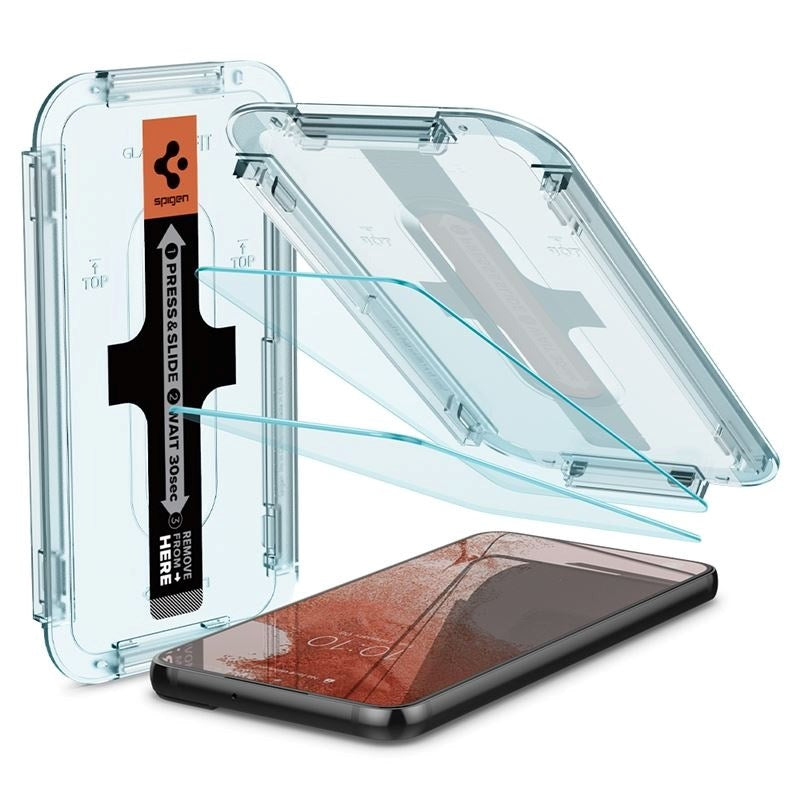 Samsung Galaxy S22 Spigen EZ Fit Glas.tR Skærmbeskyttelse 2. Stk - Case Friendly - Gennemsigtig