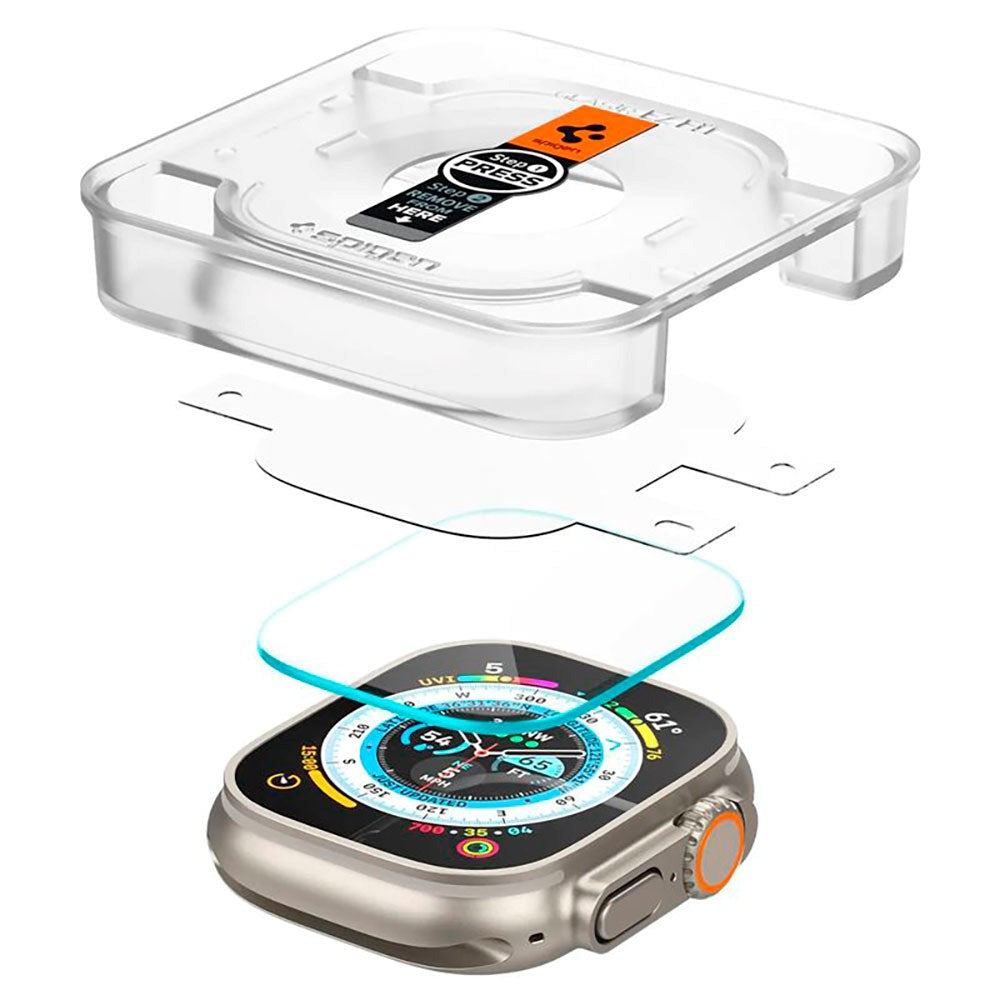 Spigen Apple Watch Ultra 1/2 (49 mm) EZ Fit GLAS.tR Skjermbeskytter - 2-Pack - Gjennomsiktig