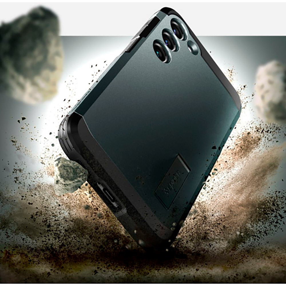 Samsung Galaxy S23 Spigen Tough Armor-deksel m. Stativ - Grønn