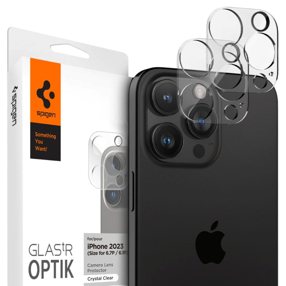 iPhone 16 Pro / 16 Pro Max / 15 Pro / 15 Pro Max / 14 Pro / 14 Pro Max Spigen Glass tR Optik Kameraglas - 2 stk - Gennemsigtig