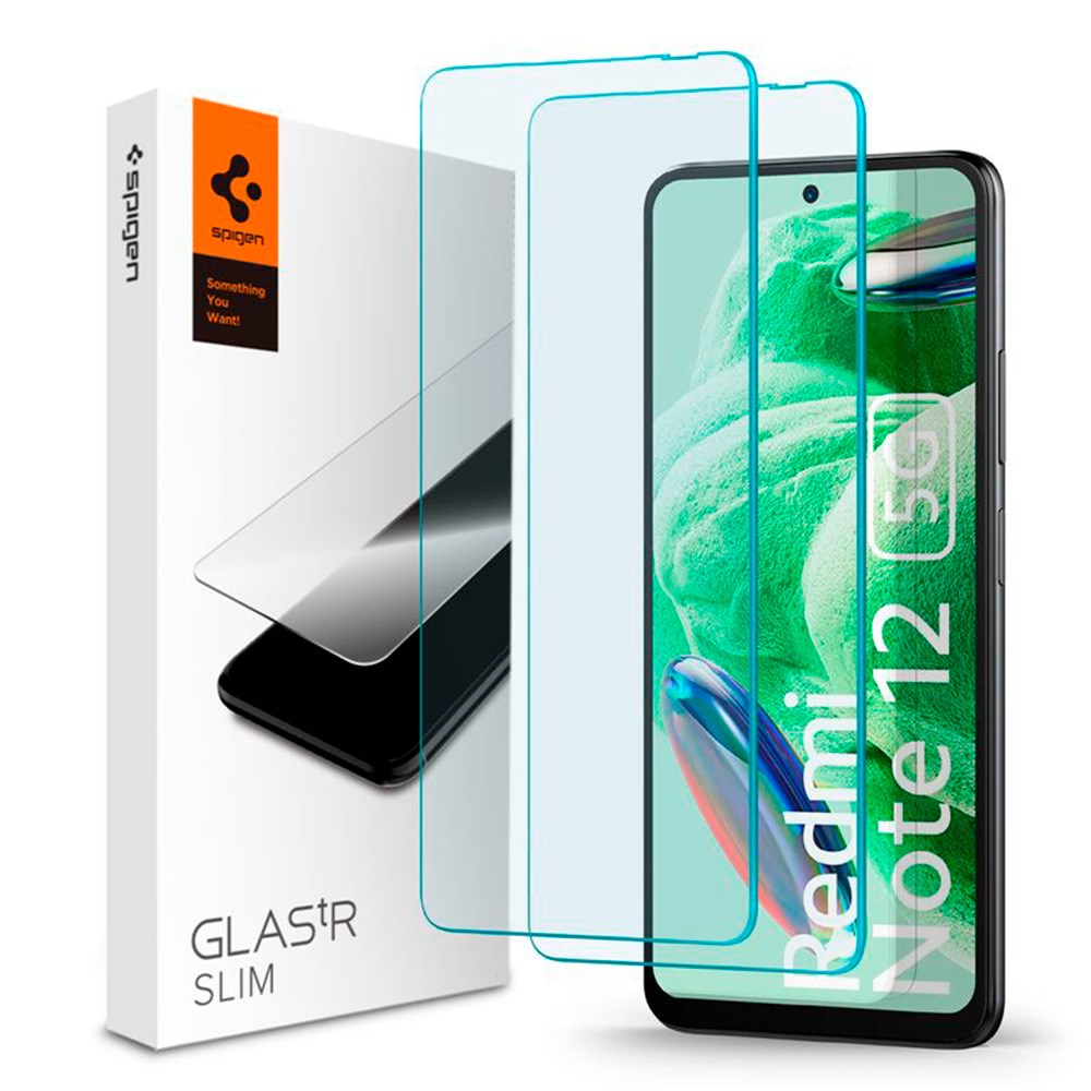 Xiaomi Redmi Note 12 (5G) / Poco X5 (5G) Spigen Glas.tr Slank skjermbeskytter - 2 stk - Gjennomsiktig