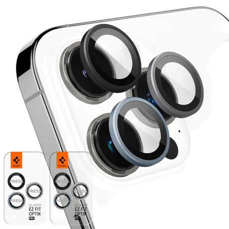Spigen - iPhone 17 Pro / 17 Pro Max / 16 Pro / 16 Pro Max / 15 Pro / 15 Pro Max / 14 Pro / 14 Pro Max - Glass tR EZ Fit Optik Pro Kameralinsebeskyttelsesglas - 2 stk - Gennemsigtig