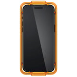 iPhone 15 Pro Spigen Skærmbeskyttelsesglas m. Monteringsramme - 2 stk - Gennemsigtig / Sort Kant