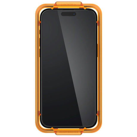 iPhone 15 Pro Spigen Skærmbeskyttelsesglas m. Monteringsramme - 2 stk - Gennemsigtig / Sort Kant