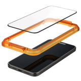 iPhone 15 Pro Spigen Skærmbeskyttelsesglas m. Monteringsramme - 2 stk - Gennemsigtig / Sort Kant