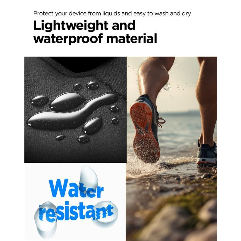 Spigen Universal Dynamic Shield Running Armband m. Plastvindu (maks. mobil: 6,9") - svart