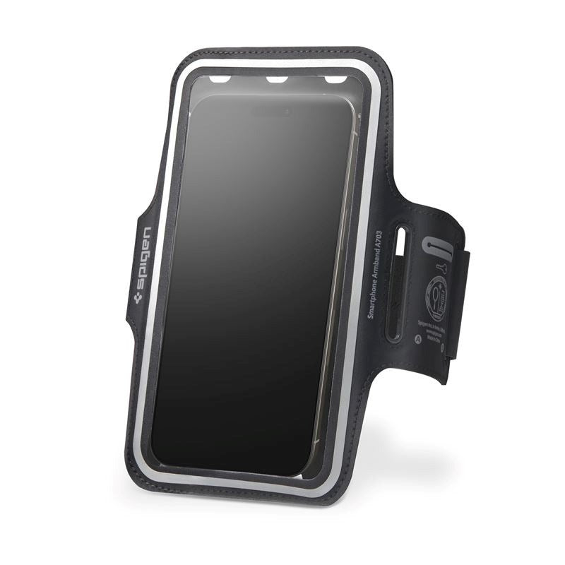 Spigen Universal Dynamic Shield Running Armband m. Plastvindu (maks. mobil: 6,9") - svart