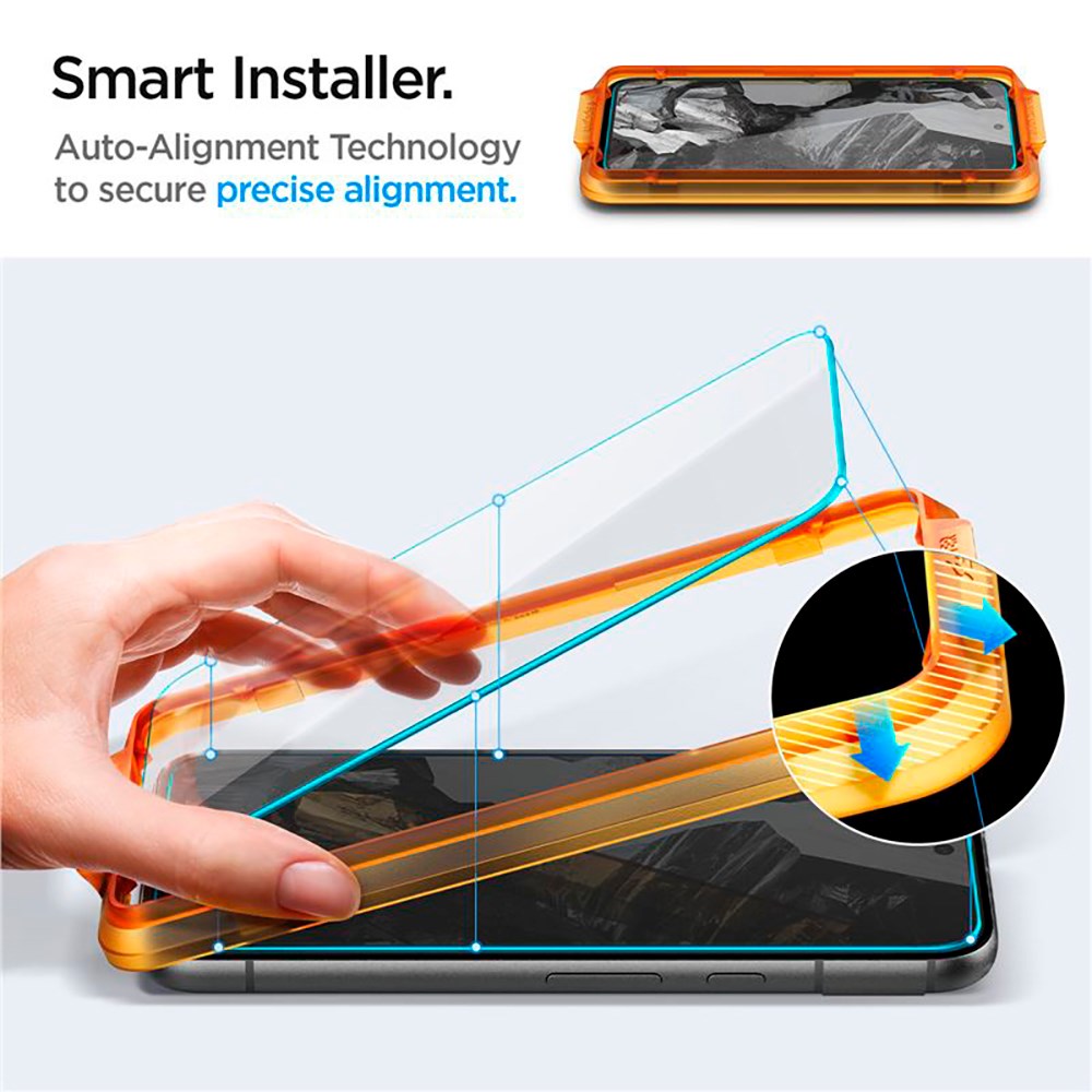 Google Pixel 8a Spigen Alignmaster Glas.tR Skjermbeskytter 2. Del - Veskevennlig - Gjennomsiktig