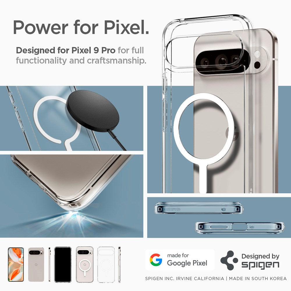 Google Pixel 9/9 Pro Spigen Ultra Hybrid Bakdeksel - MagSafe-kompatibelt - Gjennomsiktig / Hvit