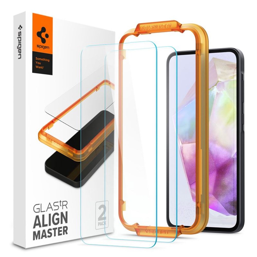 Spigen - Samsung Galaxy A35 (5G) - AlignMaster Glass tR Skjermbeskytter - 2 stk - Case Friendly - Gjennomsiktig