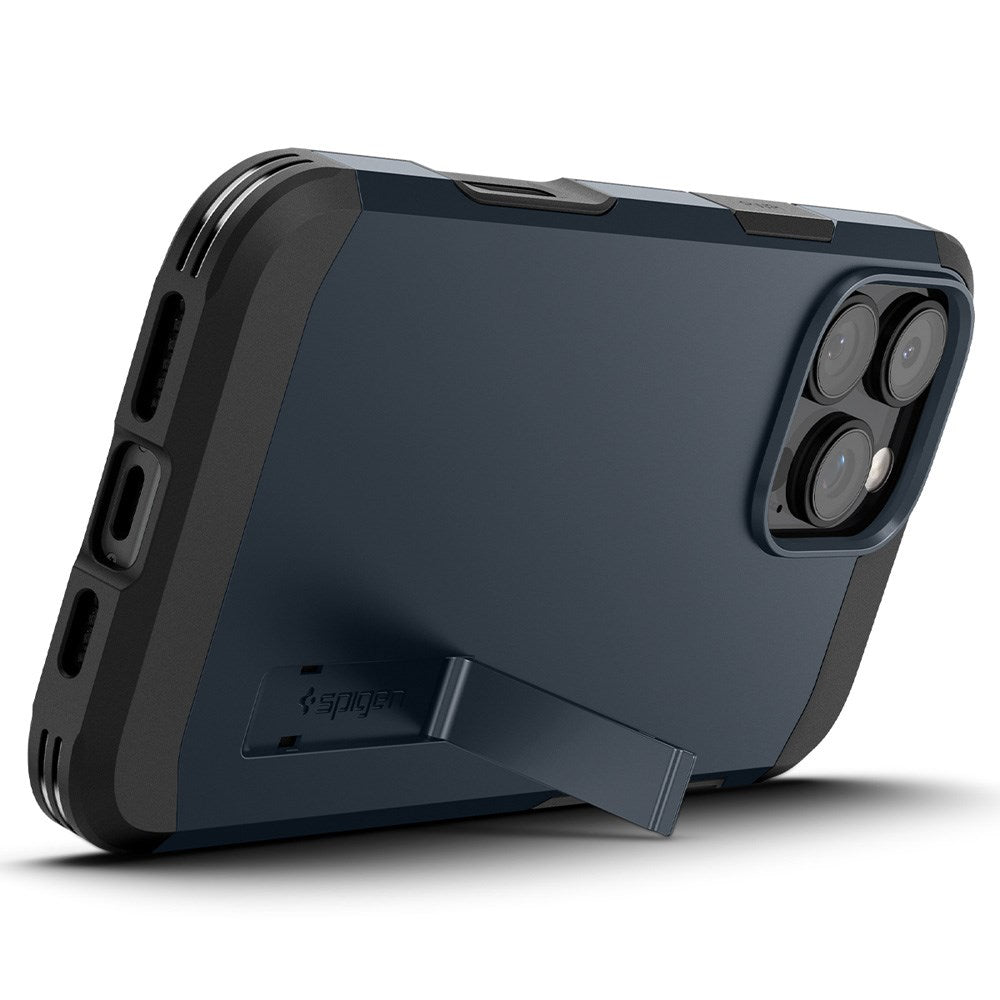 iPhone 16 Pro Spigen Tough Armor T Case m. Kickstand - MagSafe Kompatibel - Blå