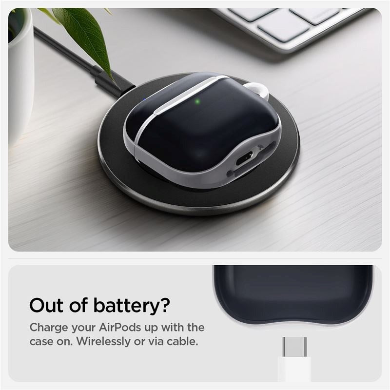 Spigen Classic C1 AirPods (4. Gen.) Hardplastveske - Karabinhage - Svart / Hvit