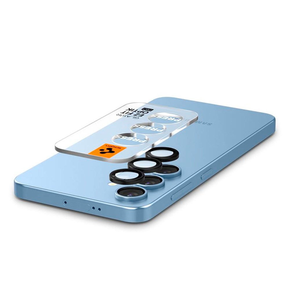 Spigen EZ Fit Optik Pro - Samsung Galaxy S25+ (Plus) - Kameralinsebeskytterglass - 2 stk - Svart