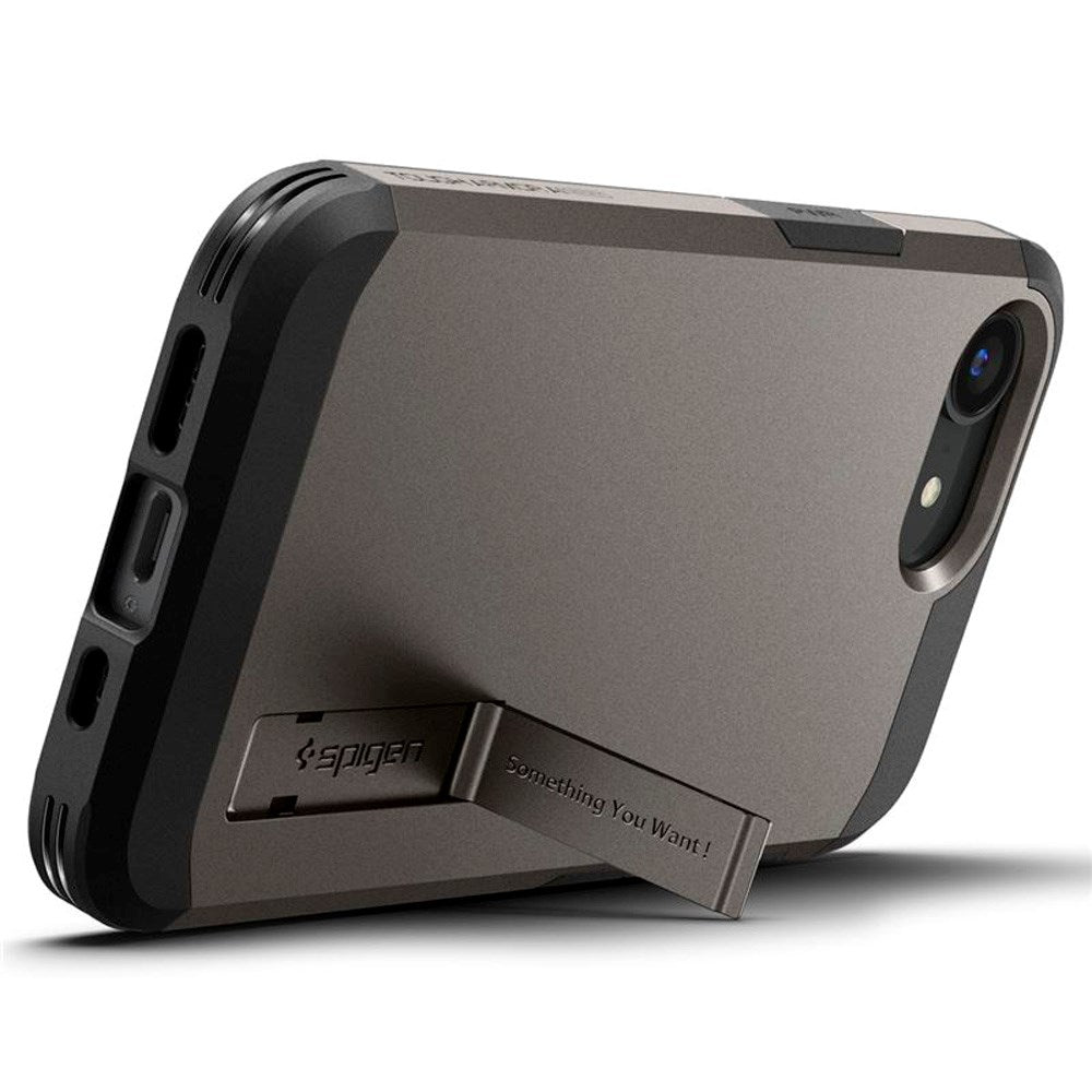 Spigen iPhone 16e Tough Armor Cover inkl. Kickstand - MagSafe Kompatibel - Gunmetal