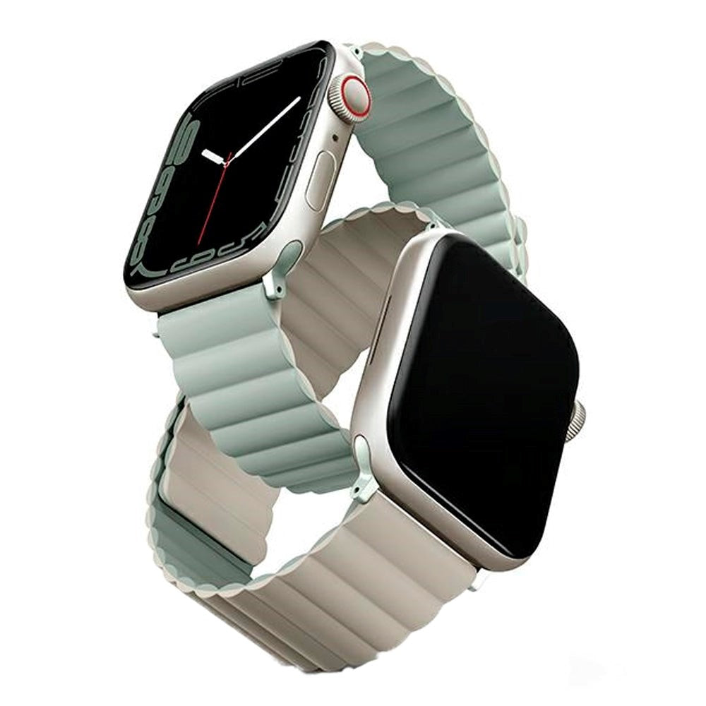 Apple Watch (42/44/SE/45/46/49 mm) UNIQ Revix vendbar klokkerem Magnetisk - Sage / Beige
