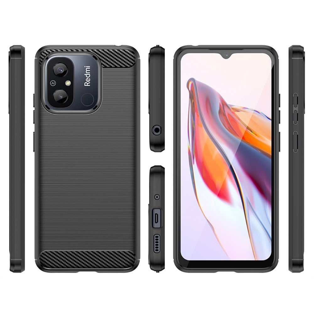 Xiaomi Redmi 12C Tech-Protect fleksibelt plastkarbon bakdeksel - svart