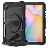 Samsung Galaxy Tab S6 Lite (2020-2024) Håndværker Cover m. Beskyttelsesfilm, Håndholder & Skulderstrop - Tech-Protect Solid360 - Sort