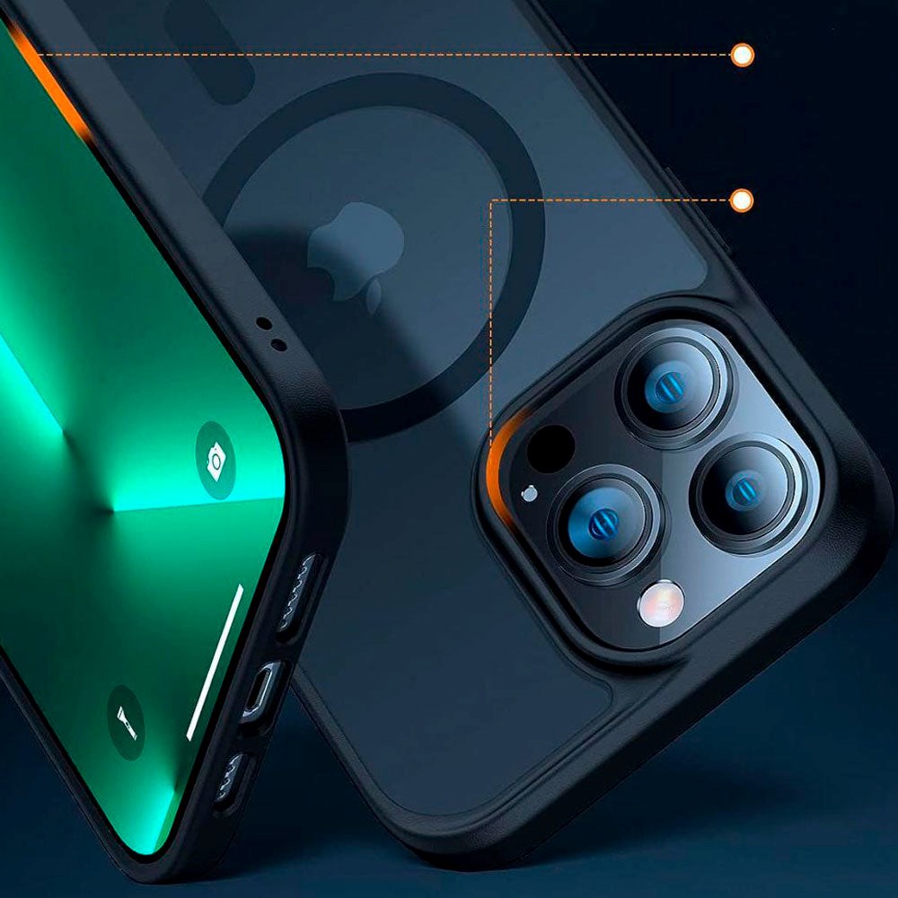 iPhone 13 Pro Max Tech-Protect Magmat Bakdeksel - MagSafe-kompatibelt - Gjennomsiktig / Svart