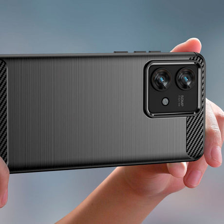 Motorola Edge 40 Neo Tech-Protect fleksibelt plastkarbon bakdeksel - svart